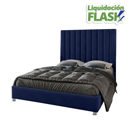 Base Cama Con Espaldar Doble Natura Azul