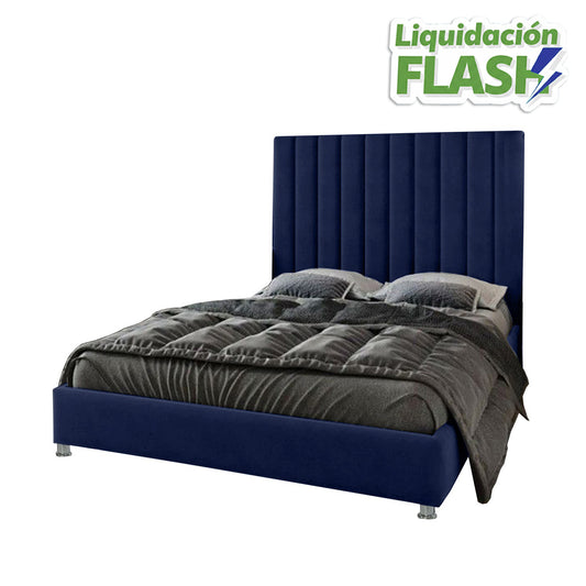 Base Cama Con Espaldar Doble Natura Azul