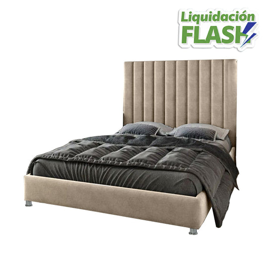 Base Cama Con Espaldar Doble Natura Taupe