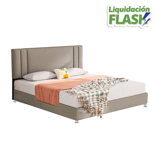 Base Cama Con Espaldar Semidoble Lupe Taupe