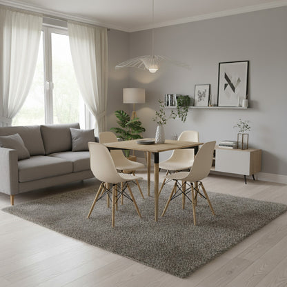 Juego de Comedor basic Madera con 4 Sillas Eames beige