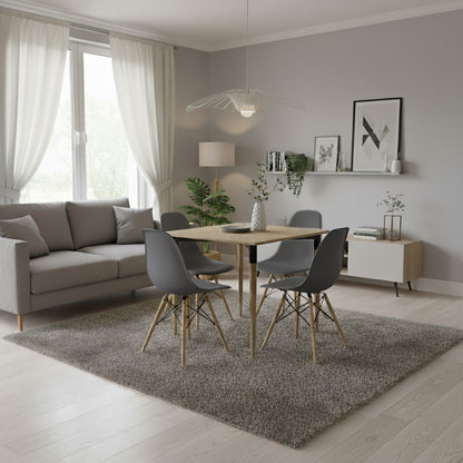 Juego de Comedor basic Madera con 4 Sillas Eames grises
