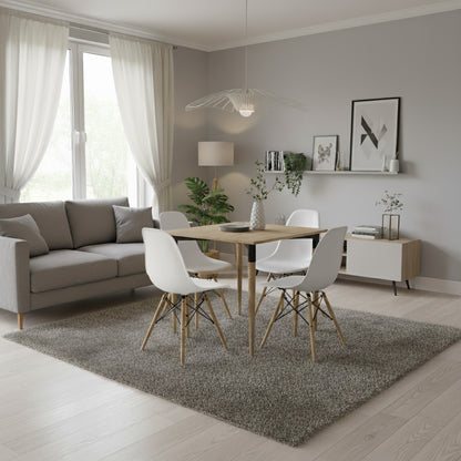 Juego de Comedor basic Madera con 4 Sillas Eames blancas