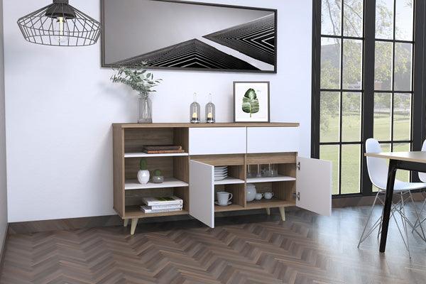 Mesa Auxiliar Atloste Miel Y Blanco