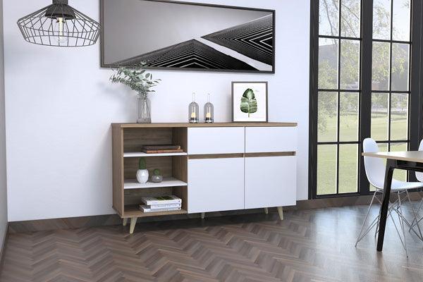 Mesa Auxiliar Atloste Miel Y Blanco