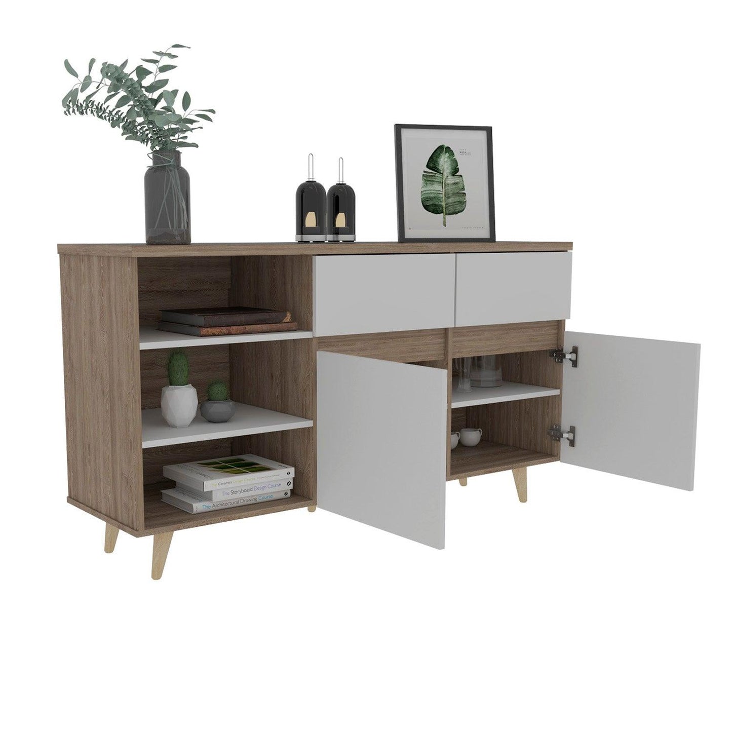 Mesa Auxiliar Atloste Miel Y Blanco