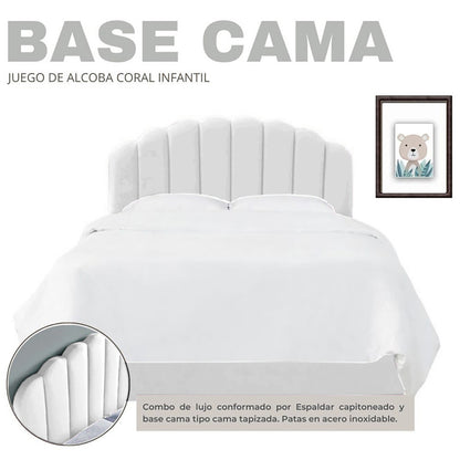 Base Cama con Espaldar Sencillo Infantil Coral  blanco