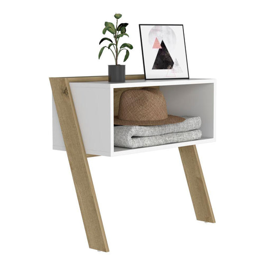 Mesa De Noche Dihana Duna Y Blanco