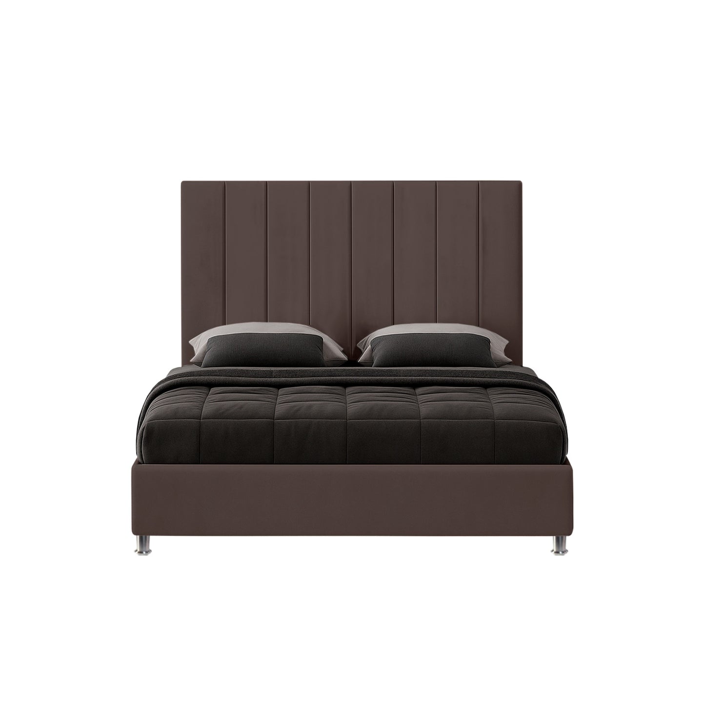 Base Cama con Espaldar + Colchon Doble Natura  cafe