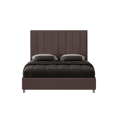 Base Cama con Espaldar + Colchon Doble Natura  cafe