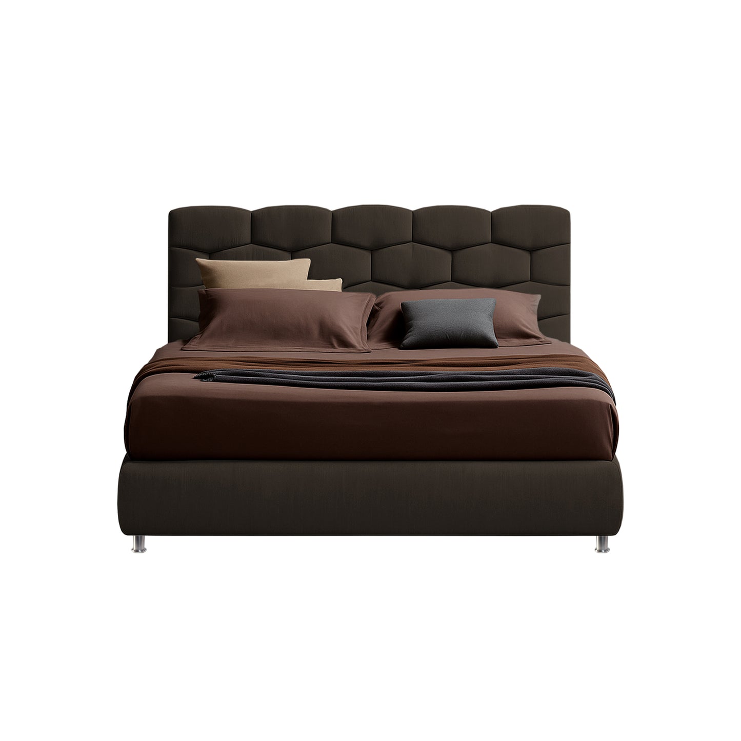 Base Cama con Espaldar + Colchon Doble Esmeralda  cafe