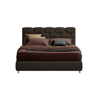 Base Cama con Espaldar + Colchon Doble Esmeralda  cafe