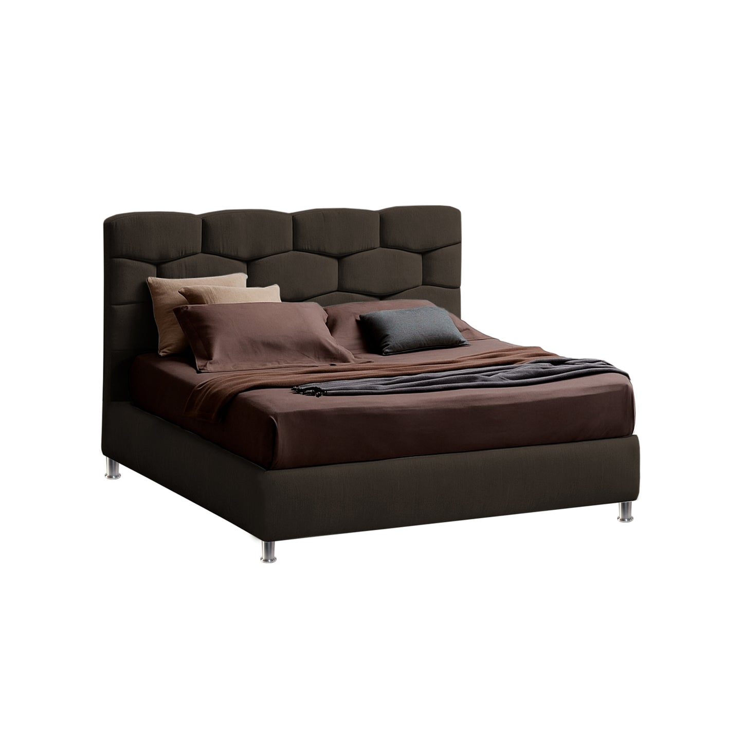 Base Cama con Espaldar + Colchon Doble Esmeralda  cafe