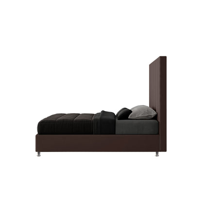 Base Cama con Espaldar + Colchon Doble Natura  cafe