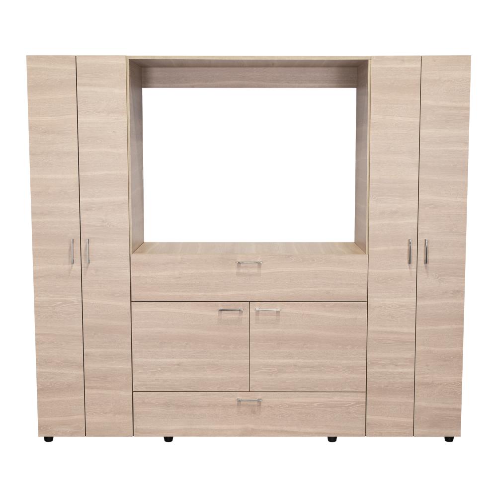 Closet Isvela Bardolino Y Blanco Con Espacio Para Tv De 46"