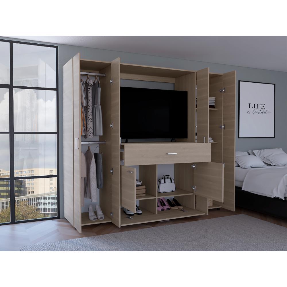 Closet Isvela Bardolino Y Blanco Con Espacio Para Tv De 46"
