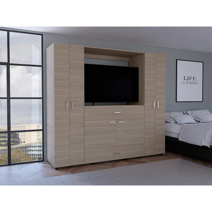 Closet Isvela Bardolino Y Blanco Con Espacio Para Tv De 46"