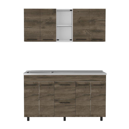 Cocina Integral Bistory Y Blanco Con  Mesón 150 Izquierdo