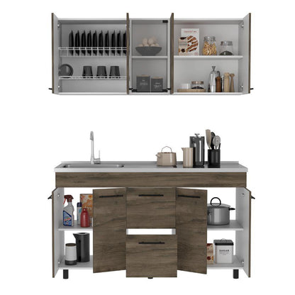 Cocina Integral Bistory Y Blanco Con  Mesón 150 Izquierdo
