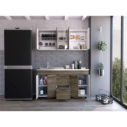Cocina Integral Bistory Y Blanco Con  Mesón 150 Izquierdo