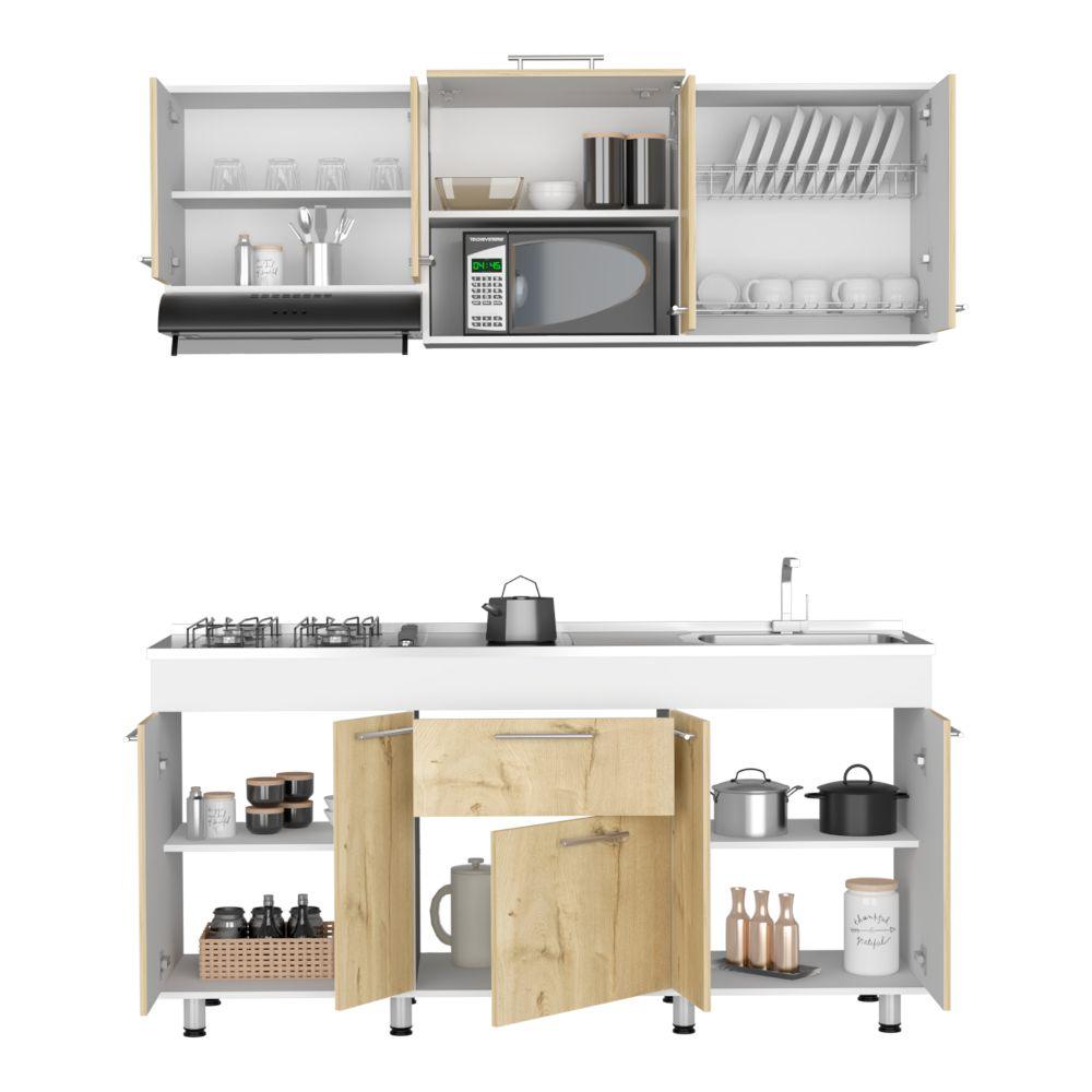 Cocina Integral Soludy Duna Y Blanco Con Mesón Derecho