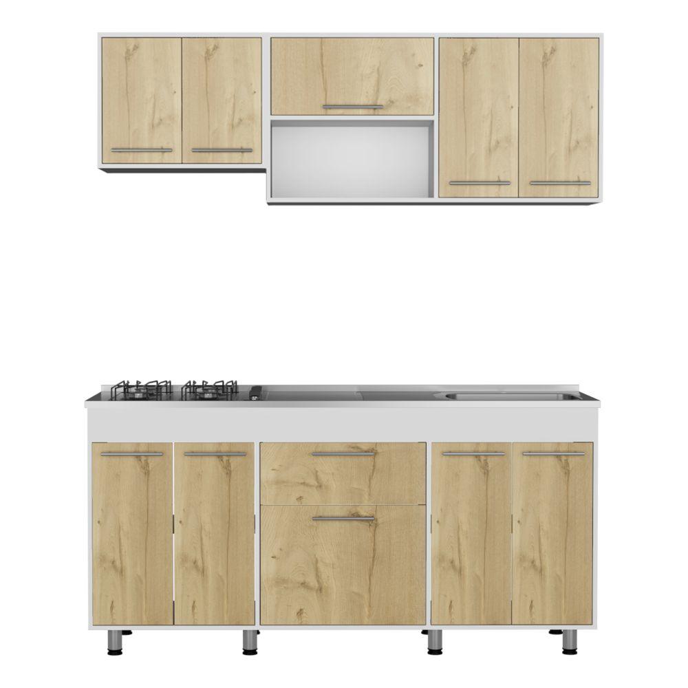 Cocina Integral Soludy Duna Y Blanco Con Mesón Derecho