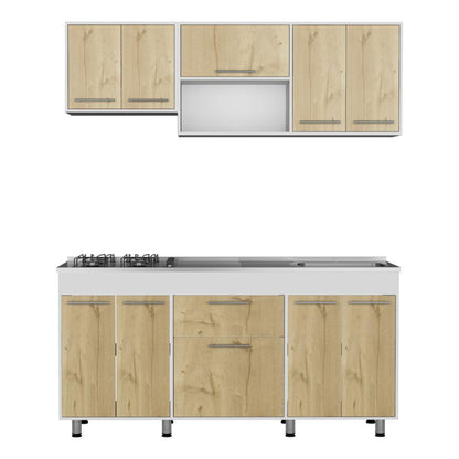 Cocina Integral Soludy Duna Y Blanco Con Mesón Derecho
