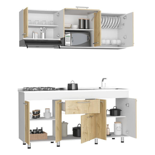 Cocina Integral Soludy Duna Y Blanco Con Mesón Derecho
