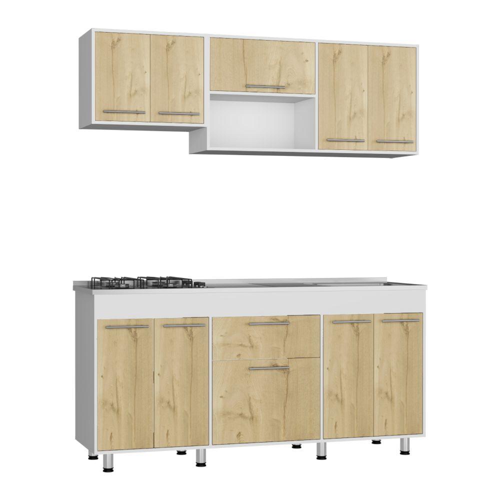 Cocina Integral Soludy Duna Y Blanco Con Mesón Derecho