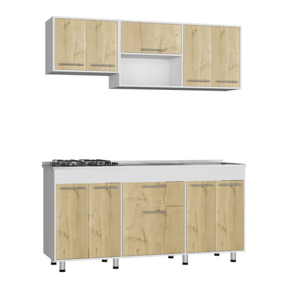 Cocina Integral Soludy Duna Y Blanco Con Mesón Derecho