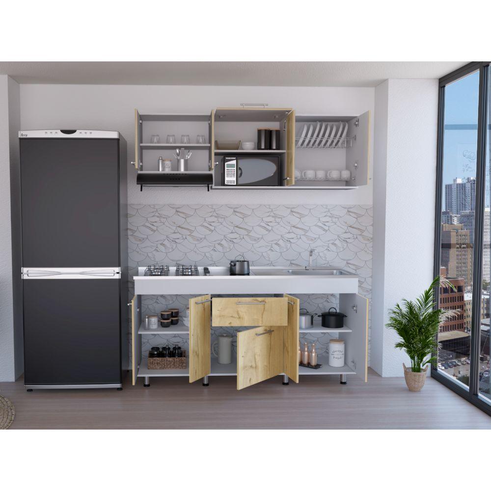 Cocina Integral Soludy Duna Y Blanco Con Mesón Derecho