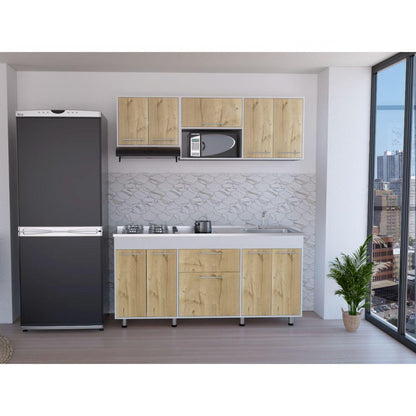 Cocina Integral Soludy Duna Y Blanco Con Mesón Derecho