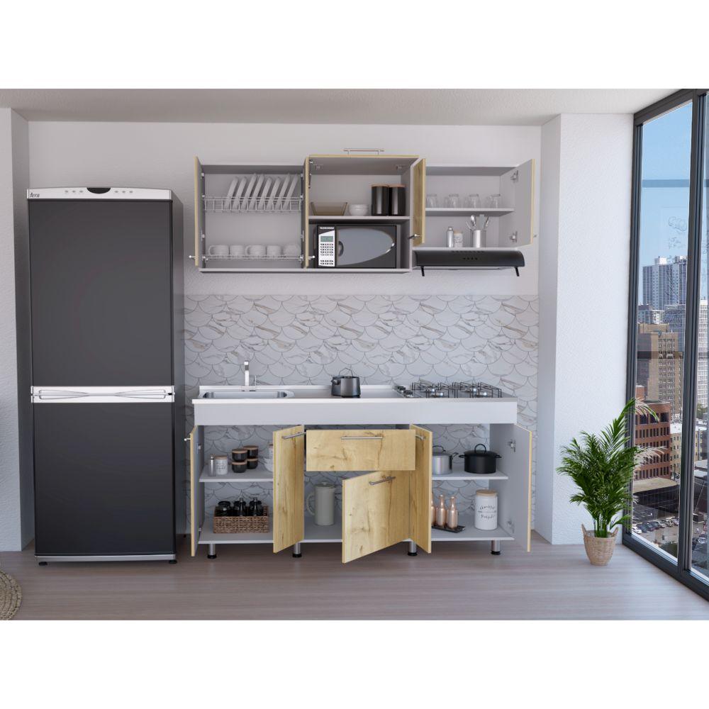 Cocina Integral Soludy Duna Y Blanco Con Mesón Izquierdo