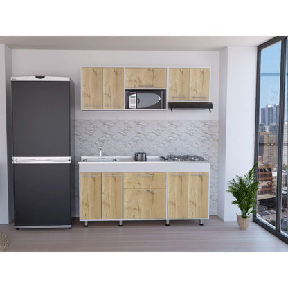 Cocina Integral Soludy Duna Y Blanco Con Mesón Izquierdo