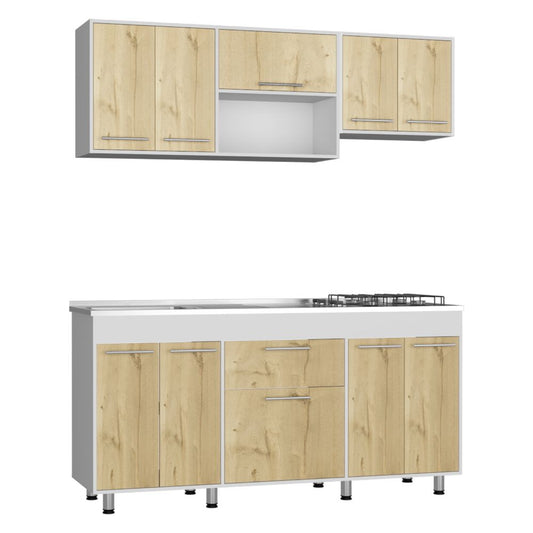 Cocina Integral Soludy Duna Y Blanco Con Mesón Izquierdo