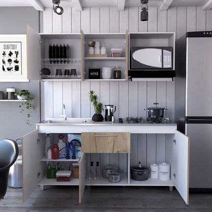 Cocina Integral Vireon Duna Y Blanco Con Mesón Izquierdo