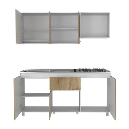 Cocina Integral Vireon Duna Y Blanco Con Mesón Izquierdo