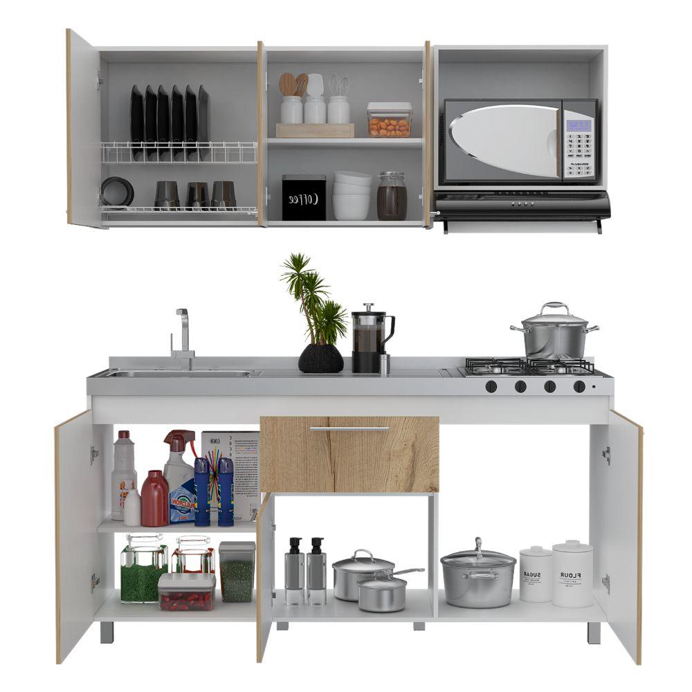 Cocina Integral Vireon Duna Y Blanco Con Mesón Izquierdo