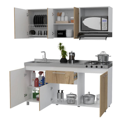Cocina Integral Vireon Duna Y Blanco Con Mesón Izquierdo