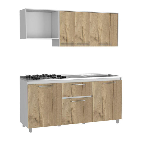 Cocina Integral Vireon Duna Y Blanco Con Mesón Derecho