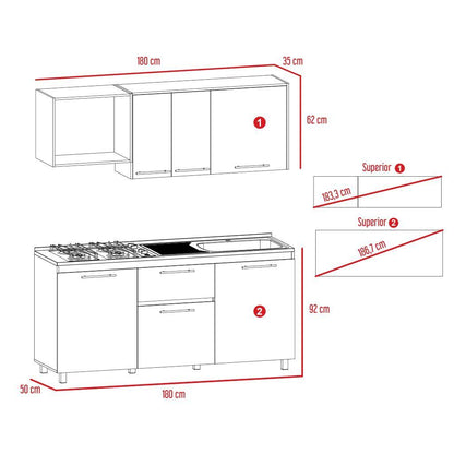 Cocina Integral Vireon Duna Y Blanco Con Mesón Derecho
