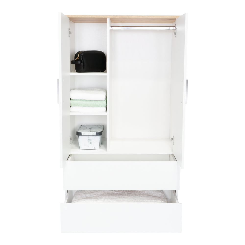 Closet Colima, Blanco Y Café Claro, Con Dos Puertas Batientes