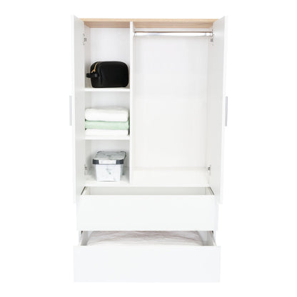 Closet Colima, Blanco Y Café Claro, Con Dos Puertas Batientes