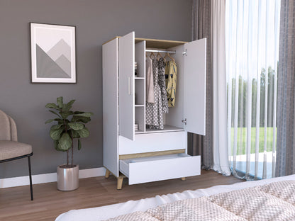 Closet Colima, Blanco Y Café Claro, Con Dos Puertas Batientes