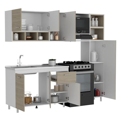 Cocina Integral Amirel Nacar Y Blanco Con Mesón Izquierdo