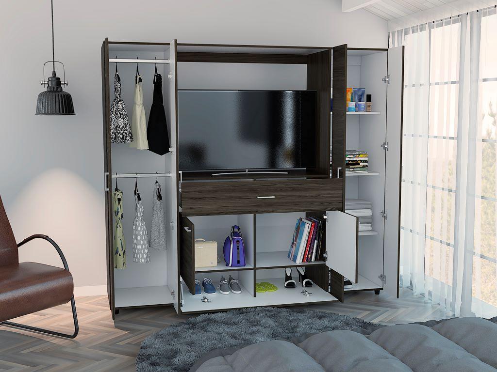 Closet Isvela Chocolate Y Blanco Con Espacio Para Tv De 46"