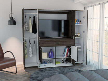 Closet Isvela Chocolate Y Blanco Con Espacio Para Tv De 46"
