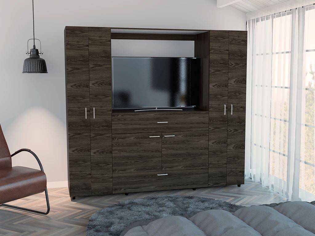Closet Isvela Chocolate Y Blanco Con Espacio Para Tv De 46"
