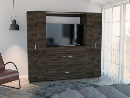 Closet Isvela Chocolate Y Blanco Con Espacio Para Tv De 46"