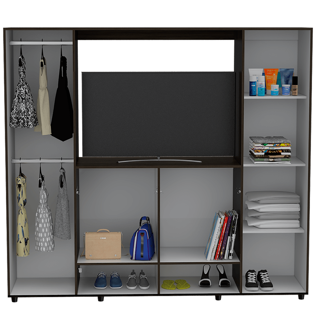 Closet Isvela Chocolate Y Blanco Con Espacio Para Tv De 46"